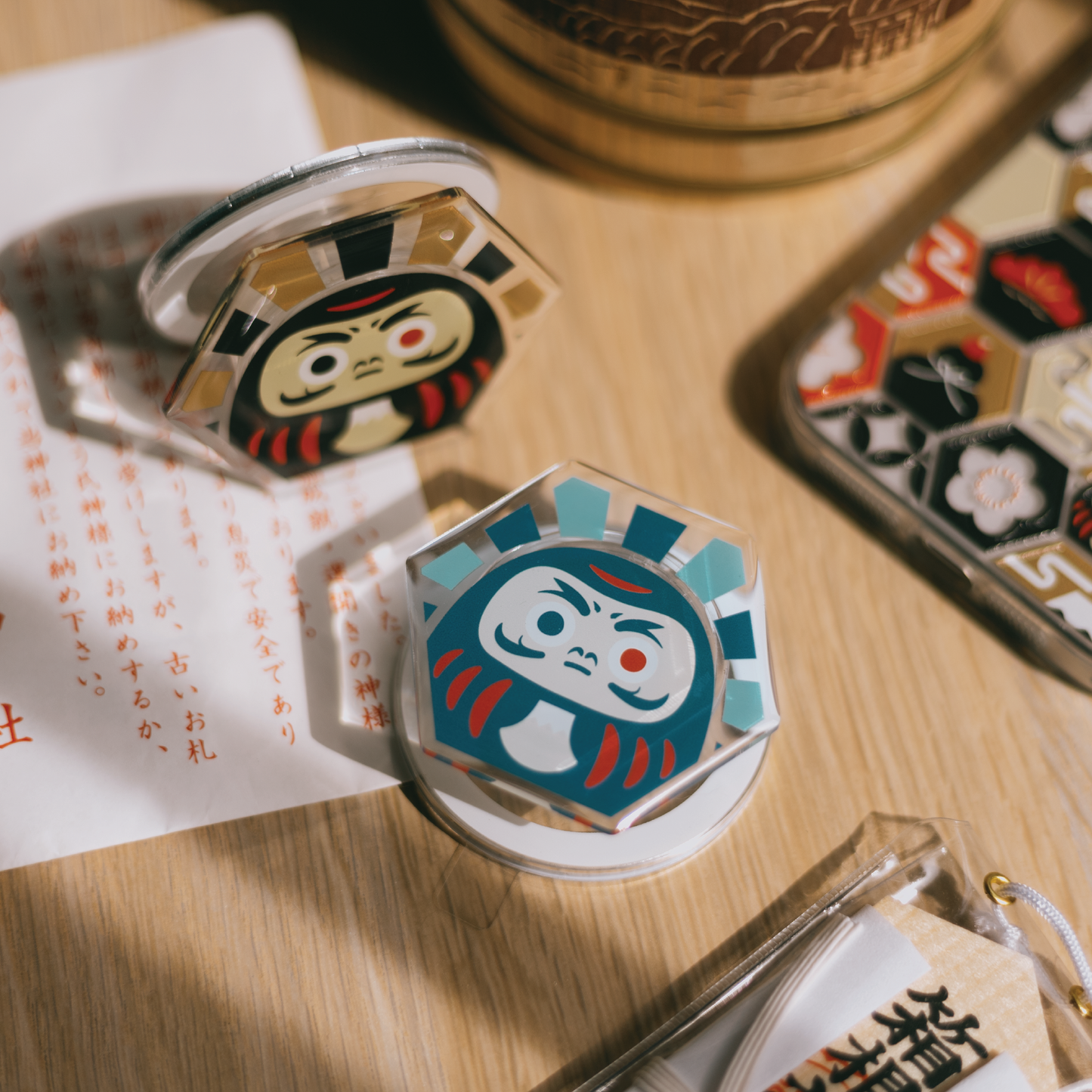 【磁吸手機座】達摩|🎏 藍紅|六角磁磚系列