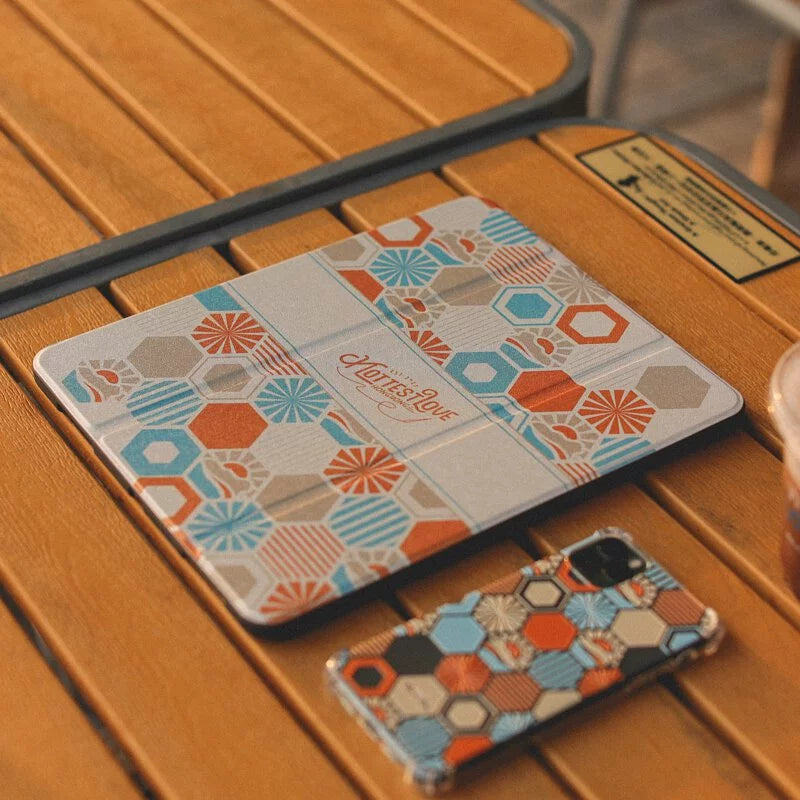 【 iPad Case 】獅子山 🌉|橙|六角磁磚系列