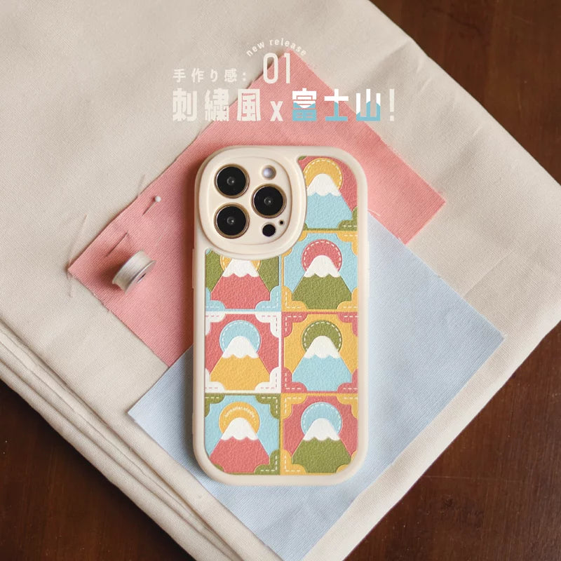 【手機殻】𝗣𝗔𝗦𝗧𝗘𝗟|🪡 刺繡風 X 富士山 🗻