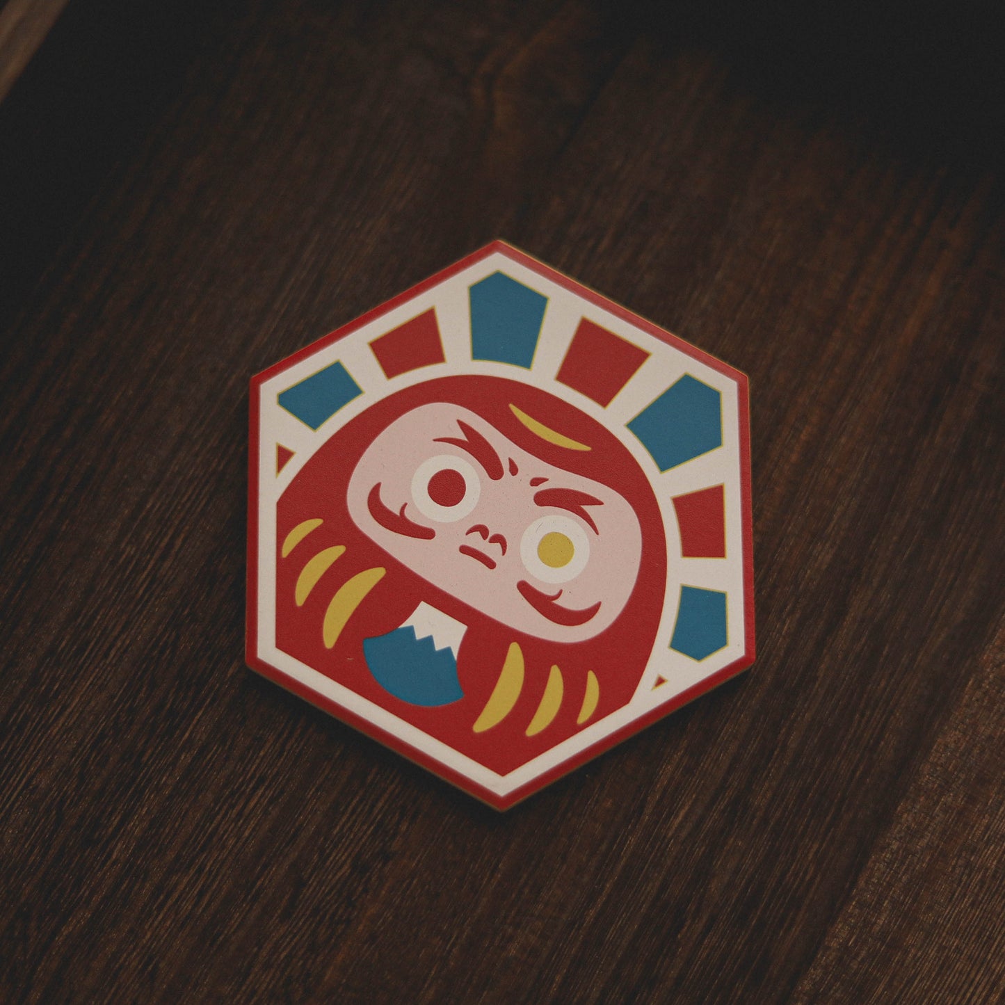 【珪藻士吸水杯墊】達摩|🎏 藍紅|六角磁磚系列