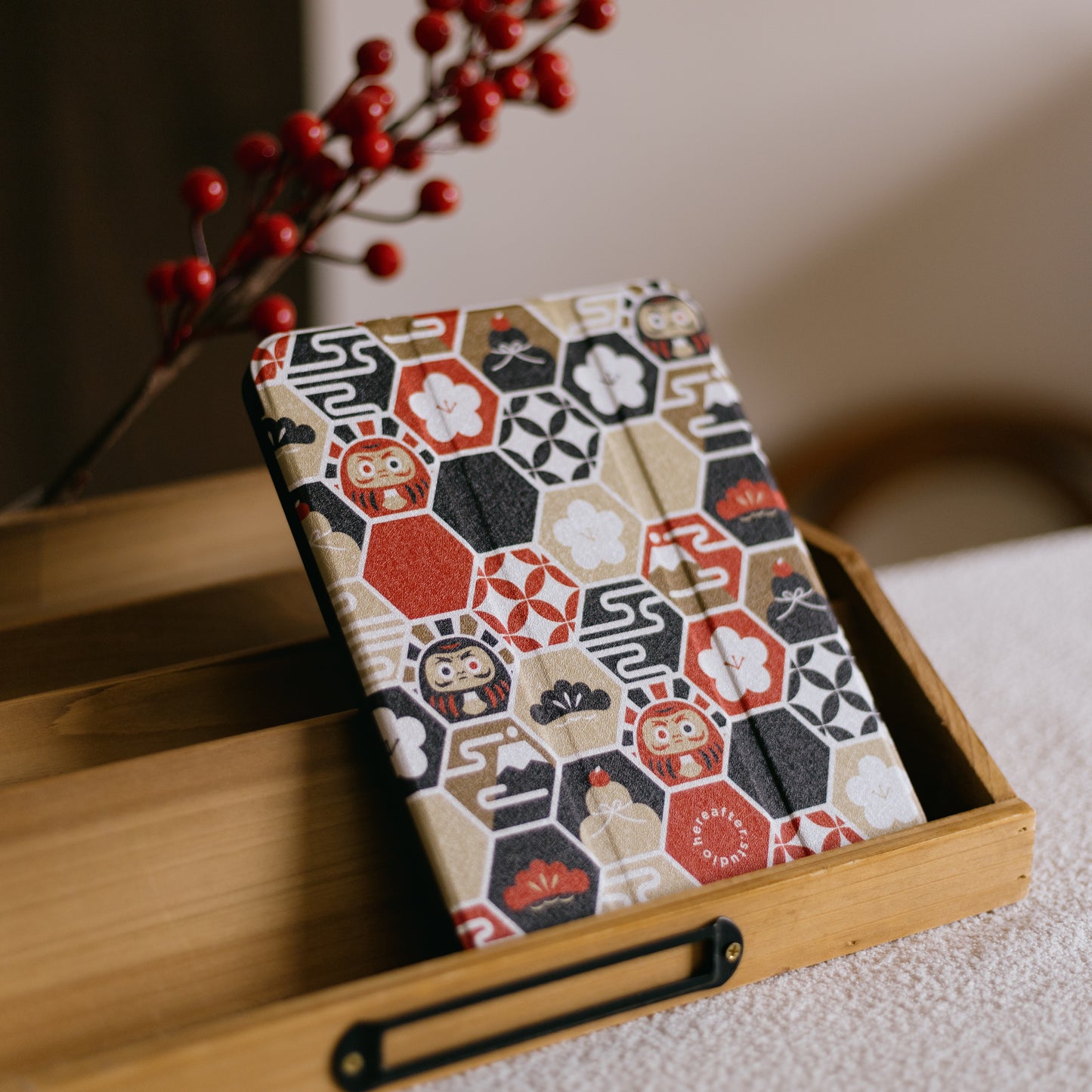 【 iPad Case 】達摩|🏮 黑紅|六角磁磚系列