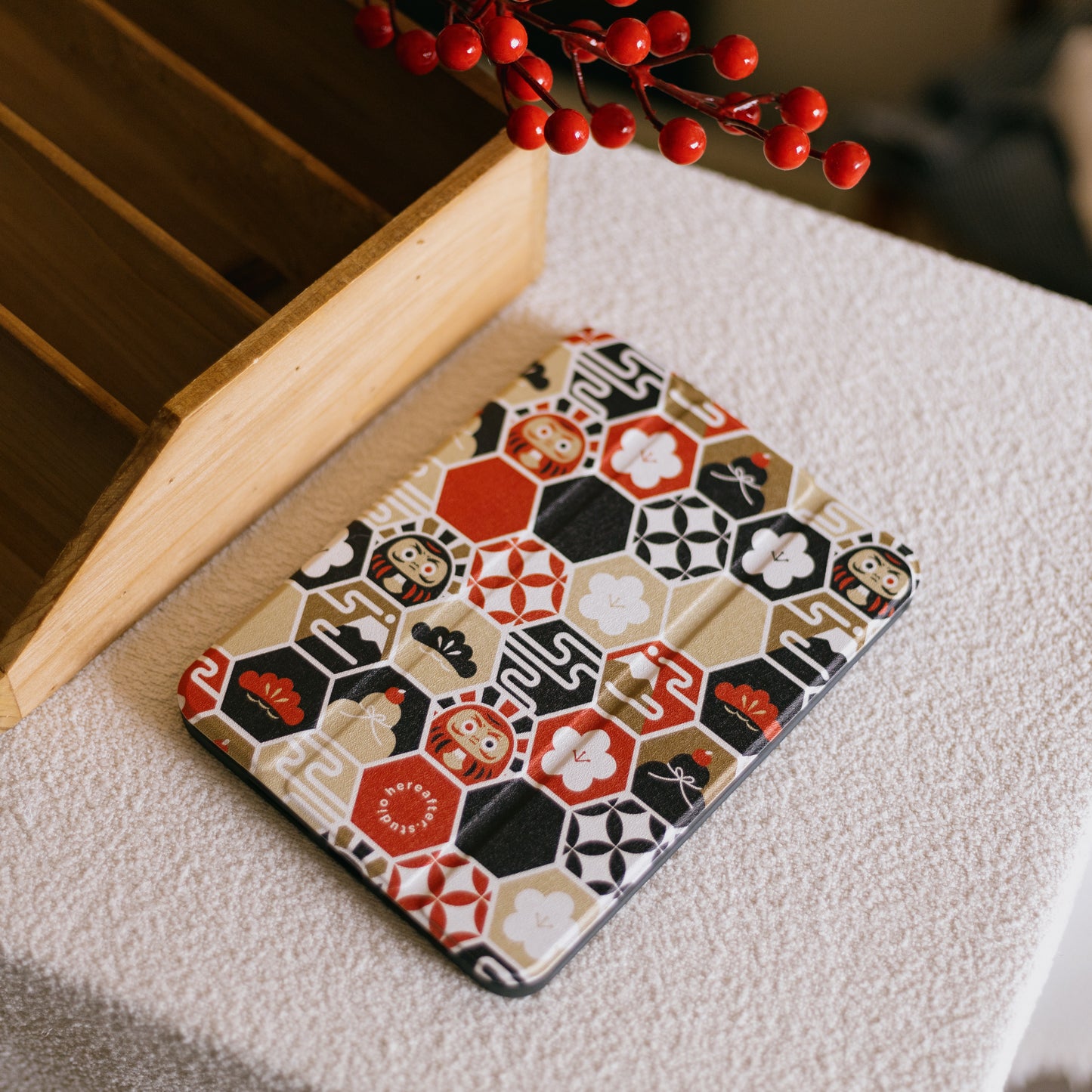【 iPad Case 】達摩|🏮 黑紅|六角磁磚系列