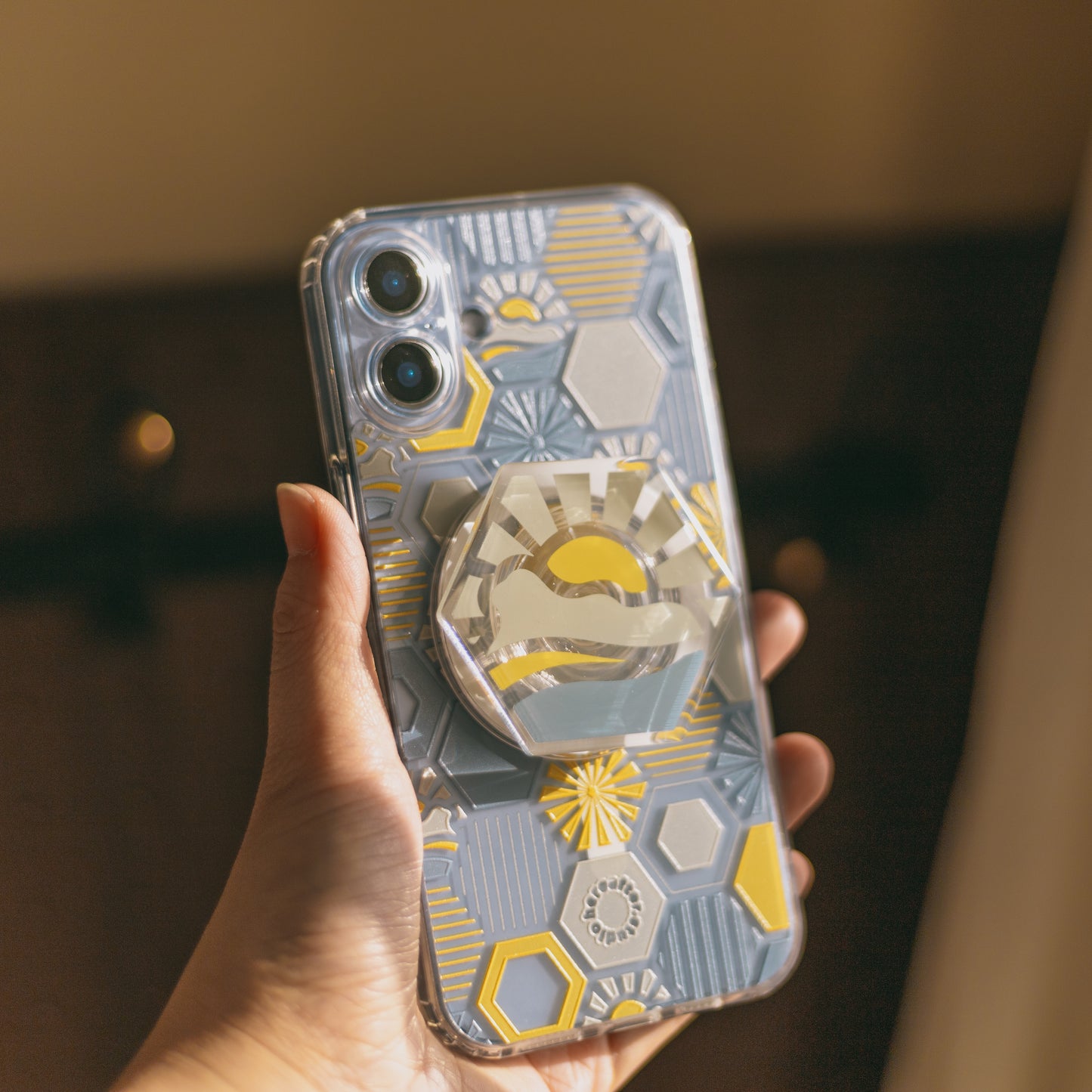 【手機殼】獅子山 🌉|藍|凹凸六角磁磚系列