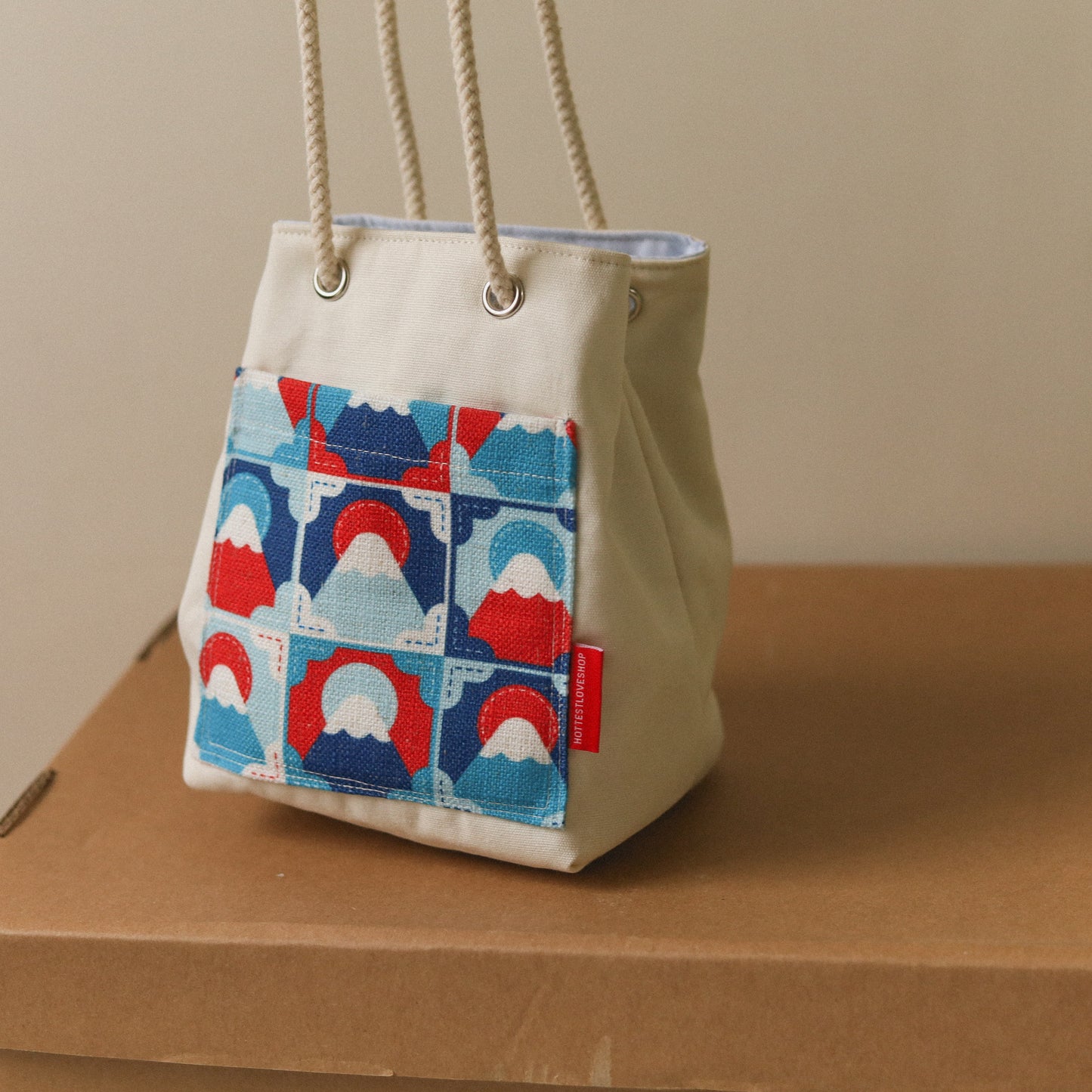 【漁夫袋】 刺繡風 X 富士山 🗻 |BRIGHT|拼杏