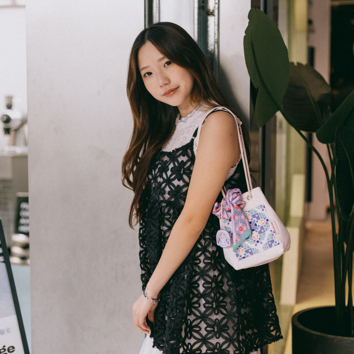 【漁夫袋】the Moonlight Rabbit 🐇 小月兔｜紫色｜磁磚系列 ϟ 米白