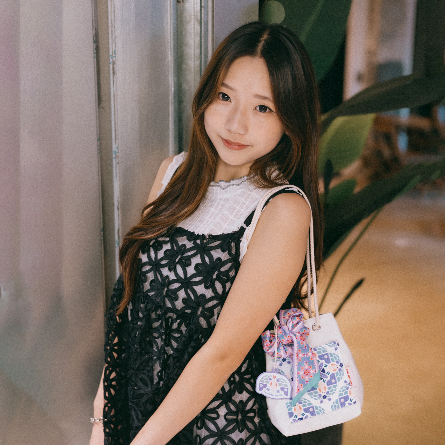 【漁夫袋】the Moonlight Rabbit 🐇 小月兔｜紫色｜磁磚系列 ϟ 米白