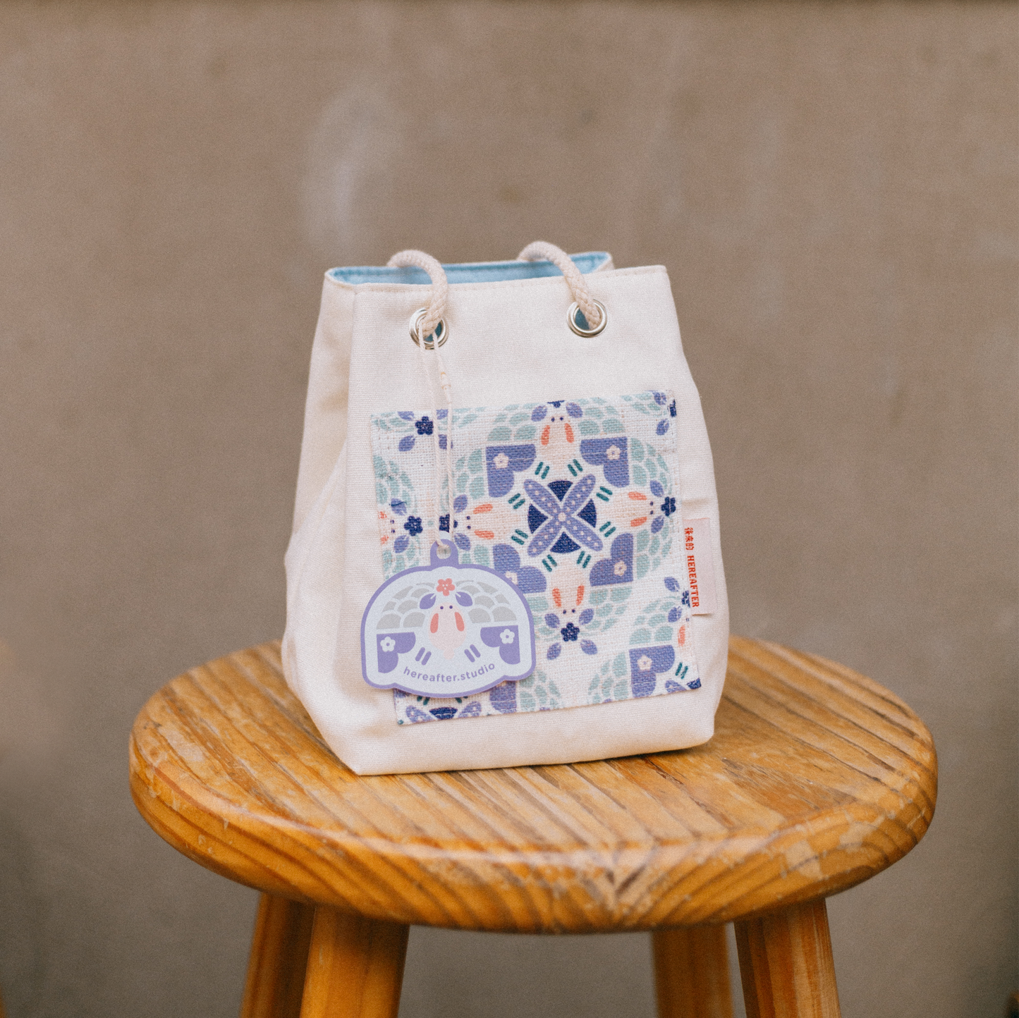 【漁夫袋】the Moonlight Rabbit 🐇 小月兔｜紫色｜磁磚系列 ϟ 米白