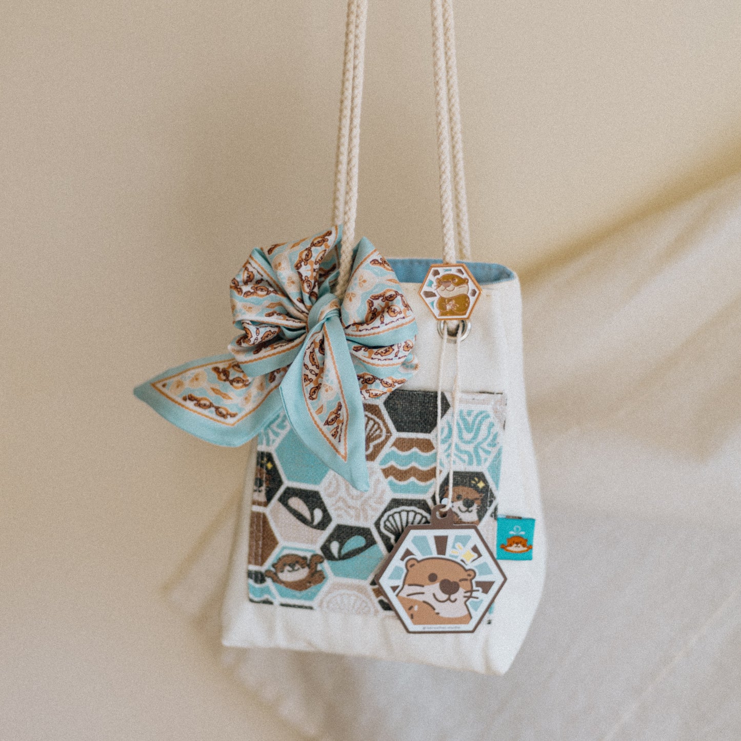 【漁夫袋】水獺 🦦｜六角磁磚系列 ϟ 米白色