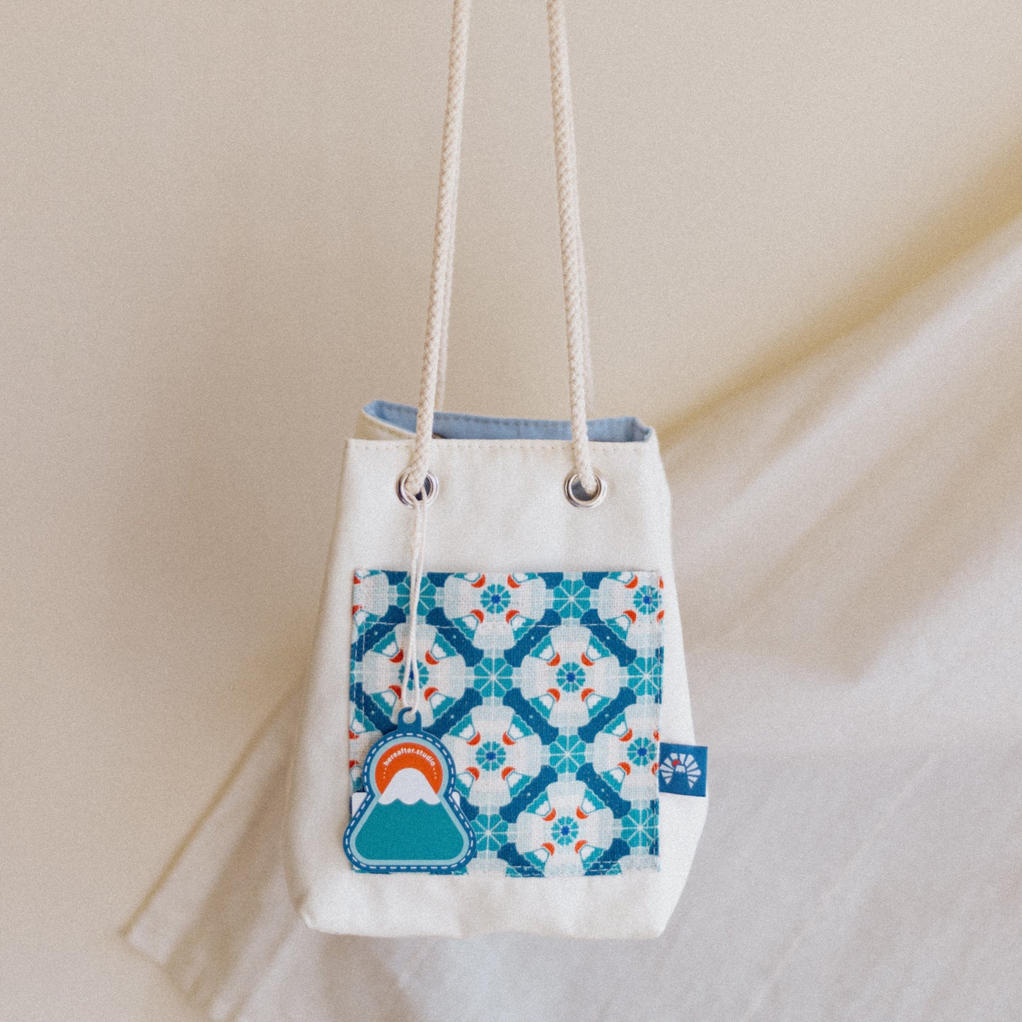 【漁夫袋】富士山 🗻｜深藍｜磁磚系列 ϟ 米白色