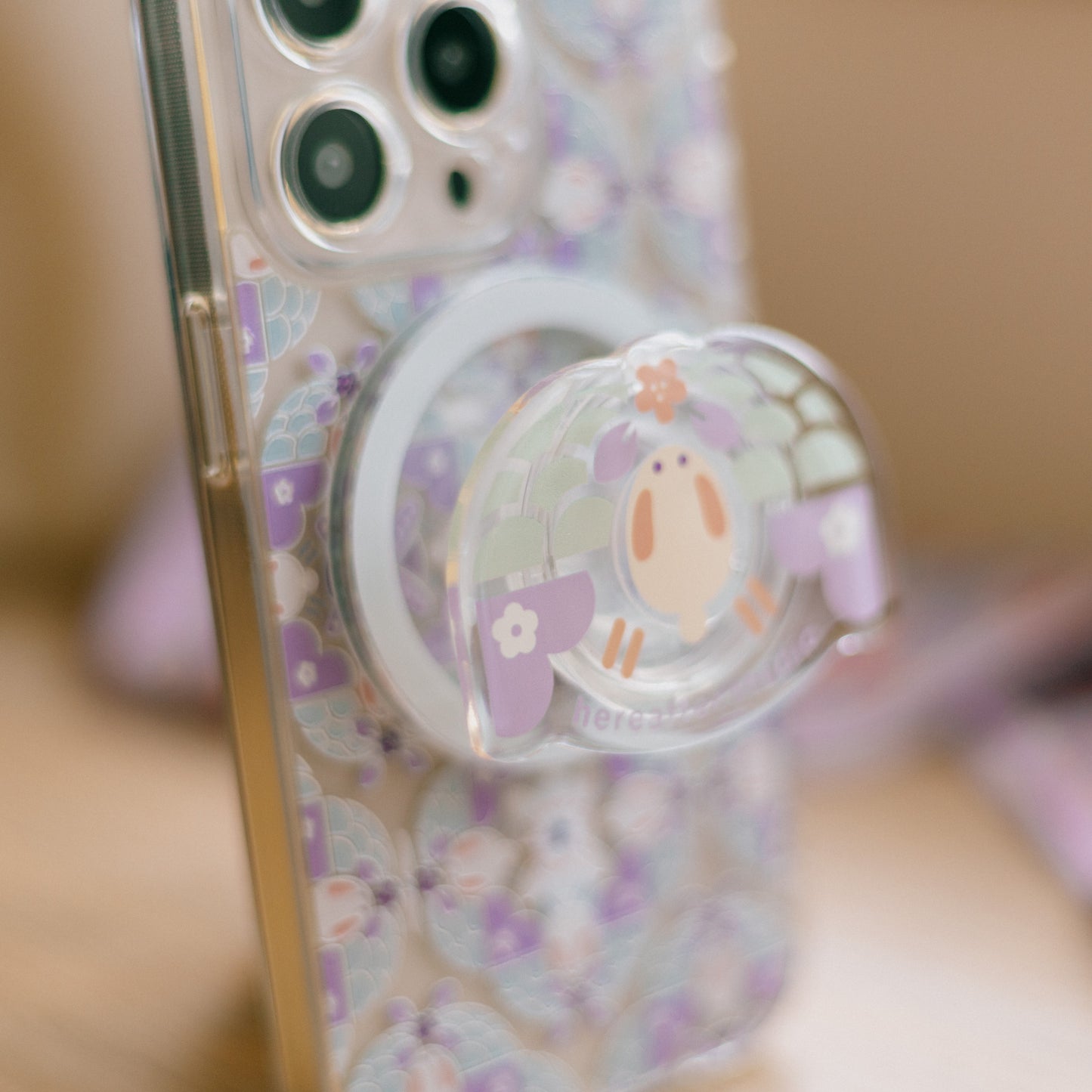 【磁吸手機座】the Moonlight Rabbit 🐇 小月兔｜紫色｜磁磚系列