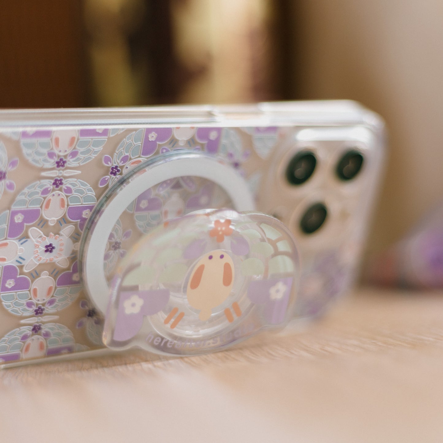 【磁吸手機座】the Moonlight Rabbit 🐇 小月兔｜紫色｜磁磚系列