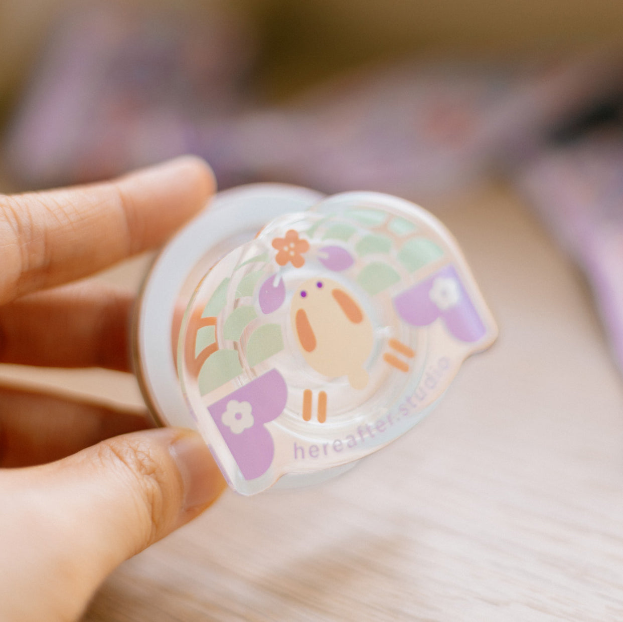 【磁吸手機座】the Moonlight Rabbit 🐇 小月兔｜紫色｜磁磚系列