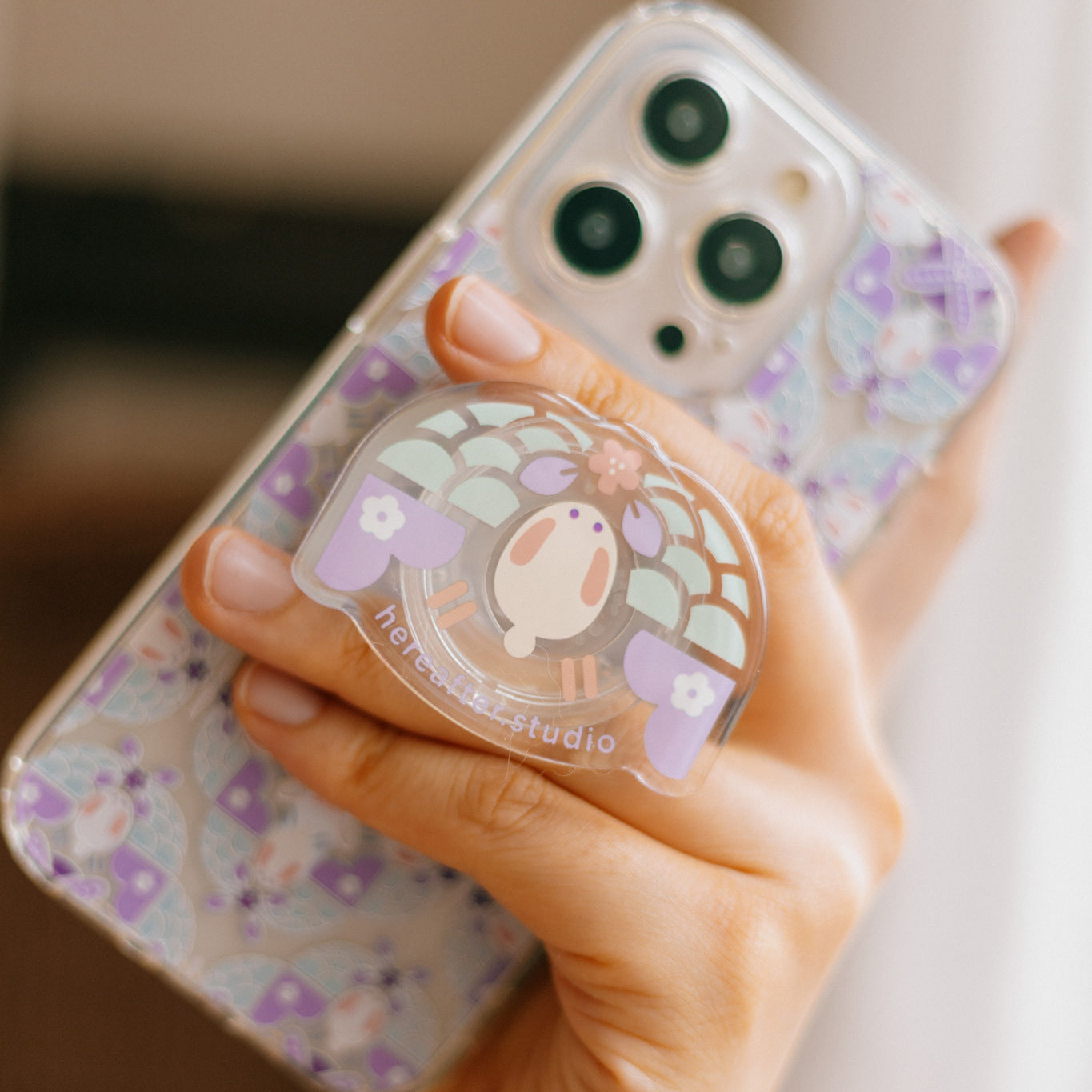 【磁吸手機座】the Moonlight Rabbit 🐇 小月兔｜紫色｜磁磚系列