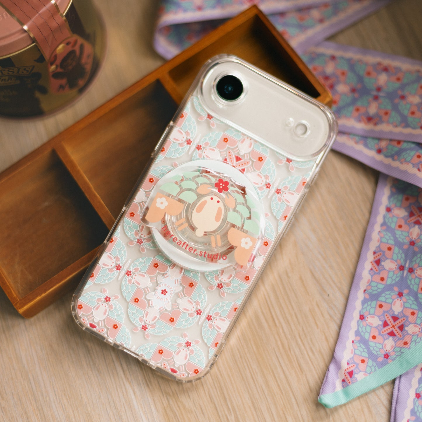 【磁吸手機座】the Jade Rabbit 🐇 小玉兔｜粉｜磁磚系列