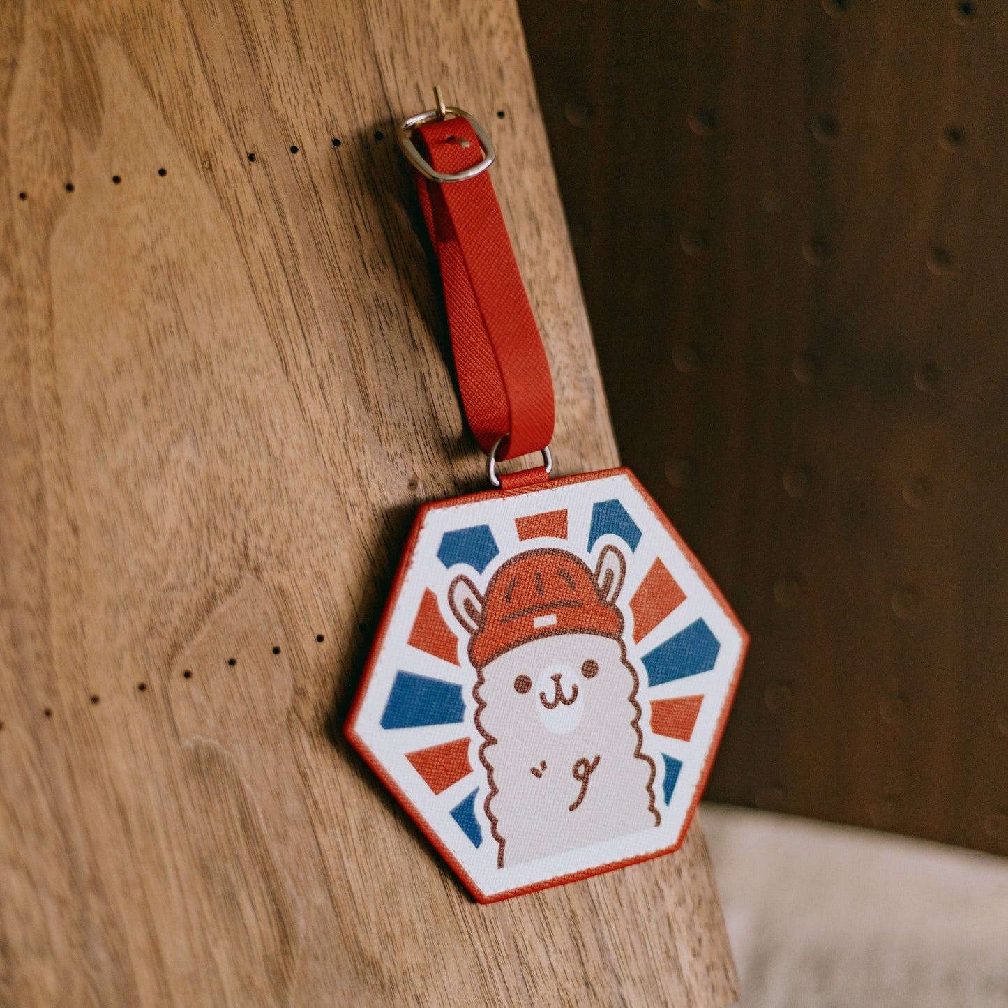【行李牌】草泥馬｜🦙 紅藍｜六角磁磚系列