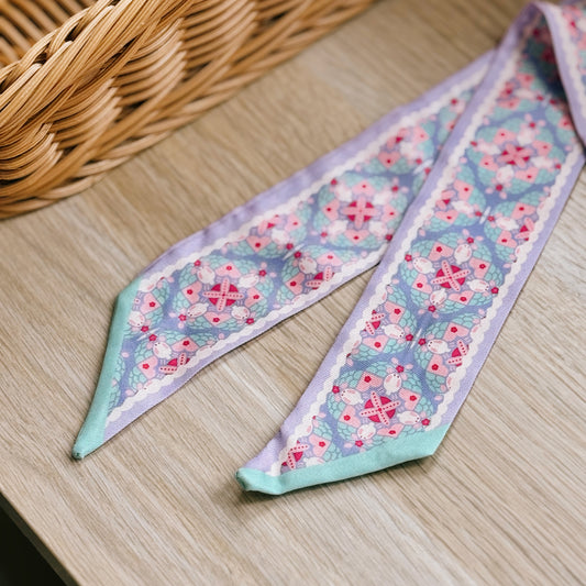 【絲巾】the Moonlight Rabbit 🐇 小月兔｜紫色｜磁磚系列