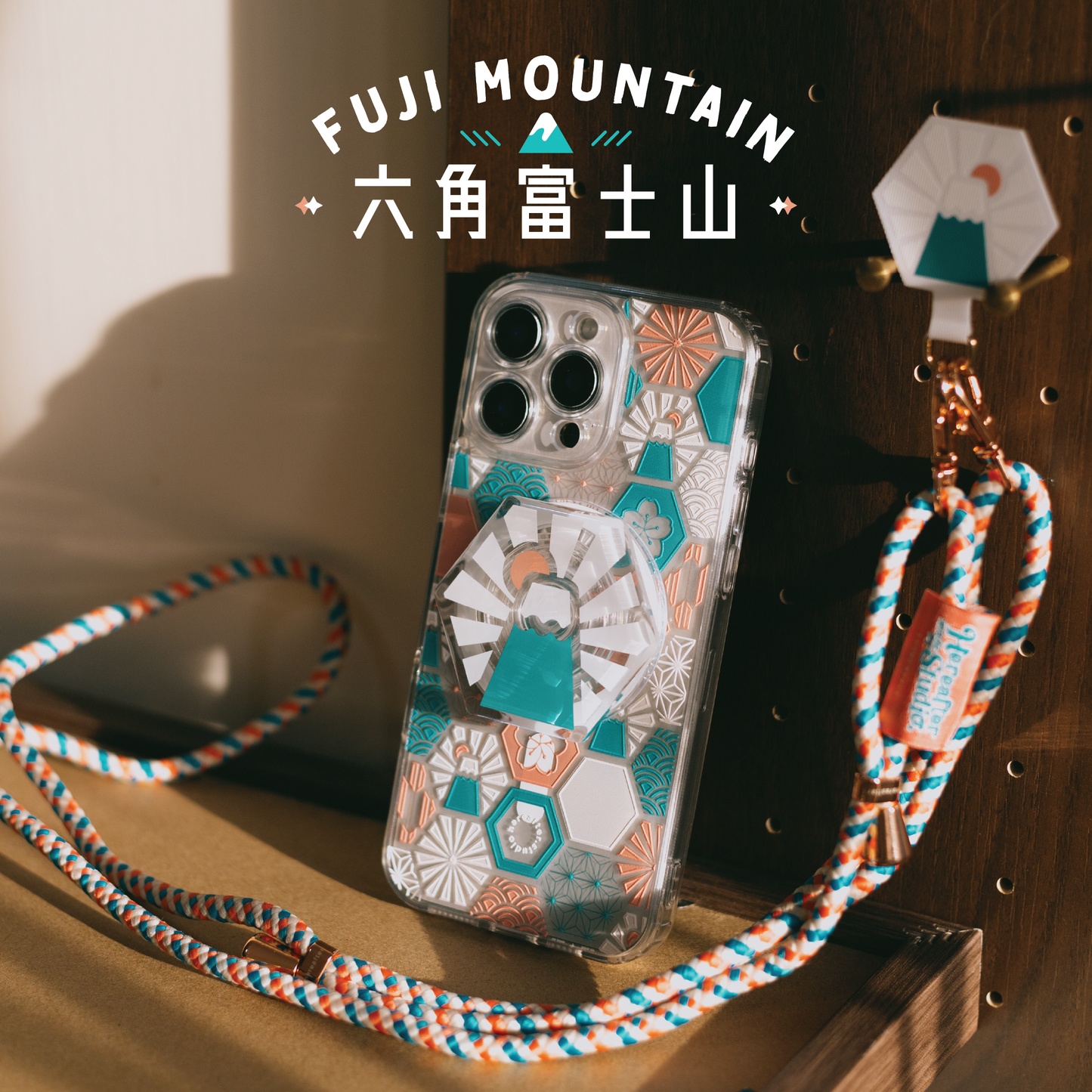 【手機殼】富士山 🗻｜粉｜凹凸六角磁磚系列